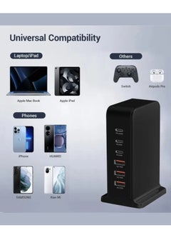DIGI CORE Multi USB Charger, 168W USB C Fast Charger 8-Port Charging Station Portable USB And Type C Charging Station, Wall Charger Power Strip Adapter 168W Gan USB Type C Fast Charger, Multiple Use UK Plug Black  - Image 3