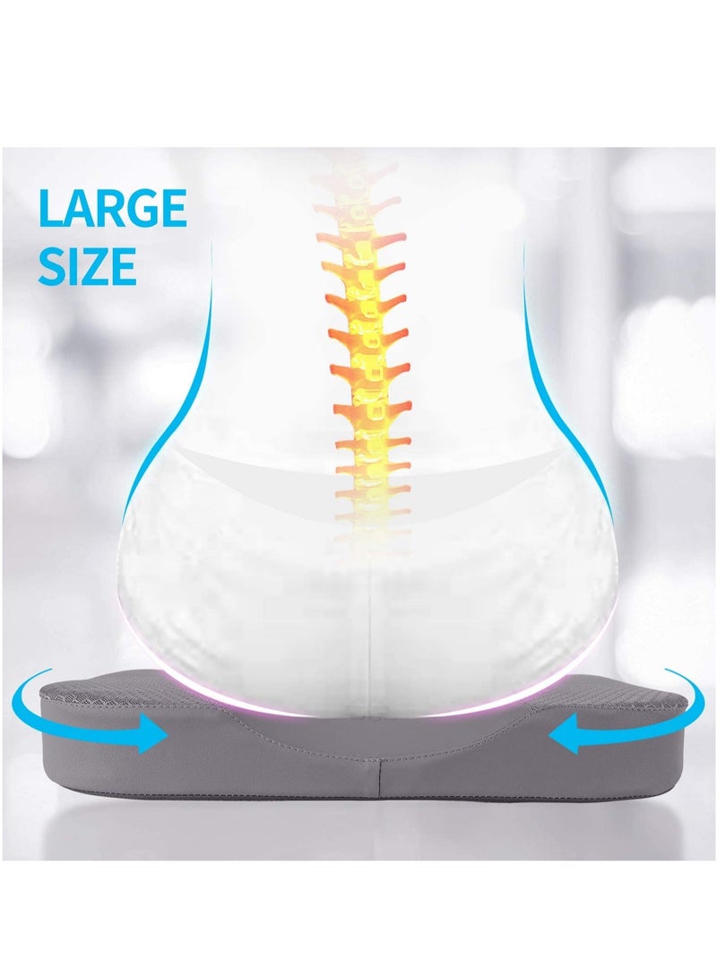 Gel Seat Cushion Memory Foam Coccyx Cushion U Shape with Soft Velour Cover Non Slip Bottom for Sciatica Tailbone Low Back Pain Herniated Disc Car Home Office Wheelchair Grey
