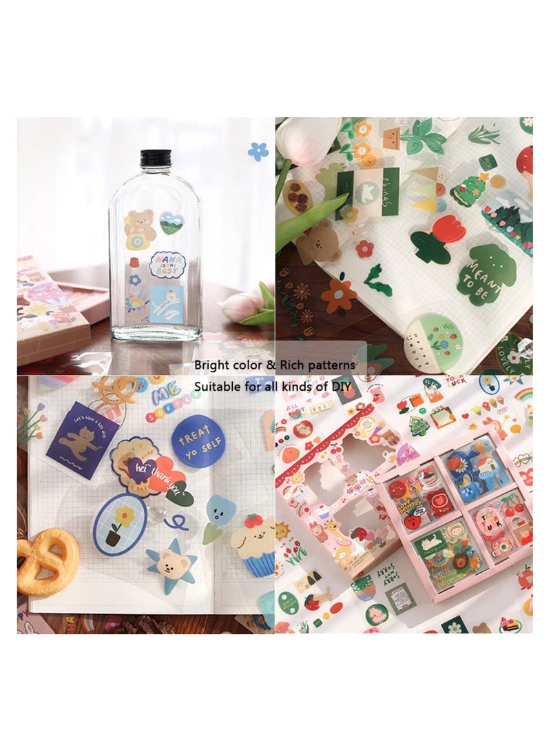 Excefore Kawaii Cartoon Girls Journaling Stickers, 100 Sheets Cute PET Transparent Scrapbooking Clipping Decals Sticker Gift Box for Diary Bullet Album, Junk Journals, Planners, Calendars, Notebook - Image 5