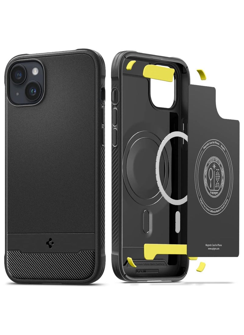 Spigen - Spigen Rugged Armor (MagFit) Case Compatible with MagSafe, Designed for Apple iPhone 14 Plus (2022) - Matte Black - Image 1