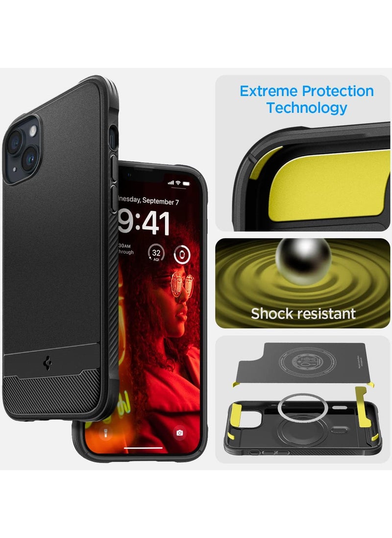 Spigen - Spigen Rugged Armor (MagFit) Case Compatible with MagSafe, Designed for Apple iPhone 14 Plus (2022) - Matte Black - Image 1