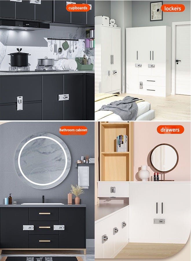 Combination Lock – 3-Digit Combination Lock for Cabinet Doors – Twist Knob Hasp Latch Lock with Password Code –  Cabinet Door Latch for Kitchen Drawers, Cabinets, Cupboard (Silver) - Image 4