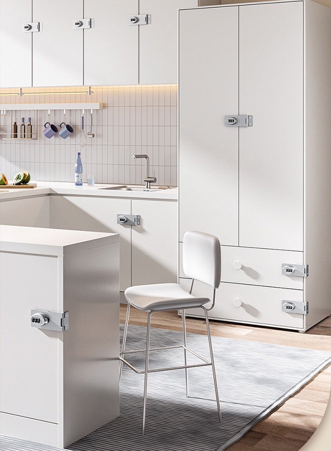 Combination Lock – 3-Digit Combination Lock for Cabinet Doors – Twist Knob Hasp Latch Lock with Password Code –  Cabinet Door Latch for Kitchen Drawers, Cabinets, Cupboard (Silver) - Image 3