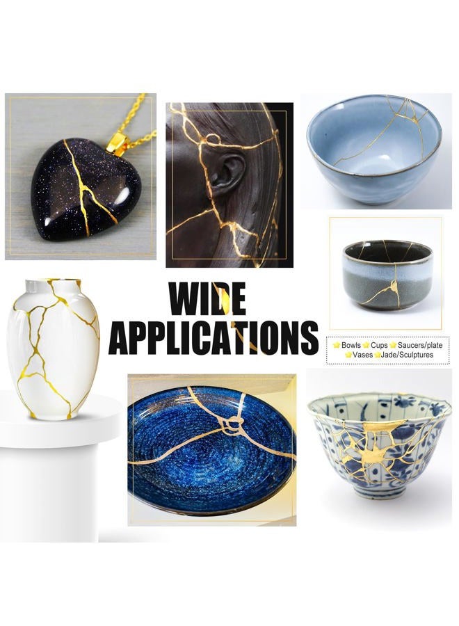 DecorRom Kintsugi Repair Kit - Food Safe Kintsugi Kit Repairs Broken Ceramics, Glass, Jade, Sculptures, Meaningful Pottery - Gold Kintsugi Glue for Ceramics and Porcelain Repair, Japanese Art Kintsugi Craft - Image 5