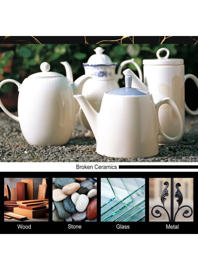 DecorRom Kintsugi Repair Kit - Food Safe Kintsugi Kit Repairs Broken Ceramics, Glass, Jade, Sculptures, Meaningful Pottery - Gold Kintsugi Glue for Ceramics and Porcelain Repair, Japanese Art Kintsugi Craft - Image 4