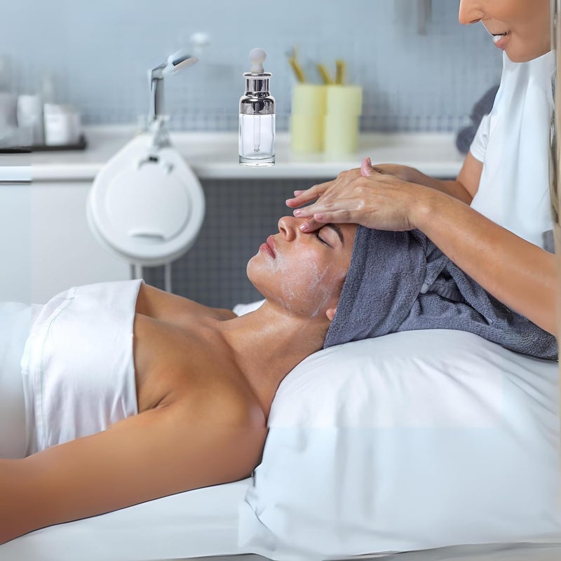 كاست ويف 1 أونصة (30 مل) زجاجات قطارة زجاجية شفافة سميكة فضية - تصميم مانع للتسرب فاخر للزيوت الأساسية والعطور والسيرومات والعناية بالبشرة وصبغات السفر والعناية الشخصية (6 قطع) - Image 4