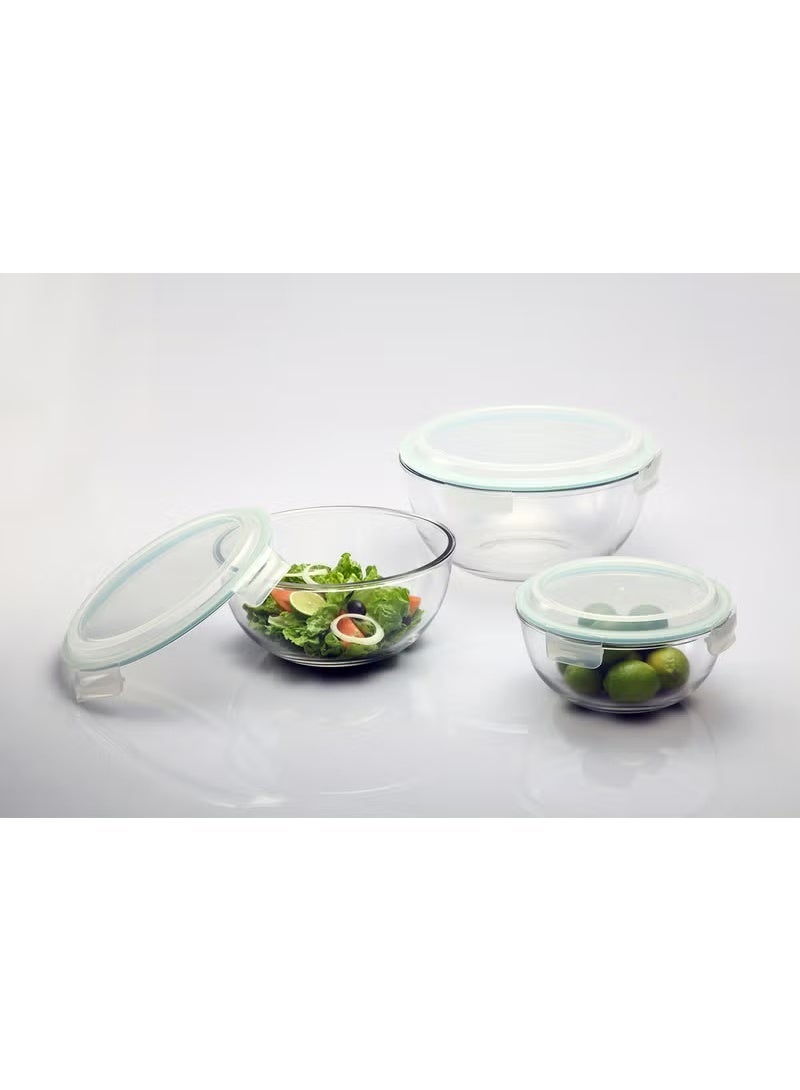 غلاسلوك جلاسلوك MBCB-200 وعاء خلط زجاجي 2000 مل وعاء سلطة محكم الإغلاق خالي من BPA وآمن للميكروويف - Image 2