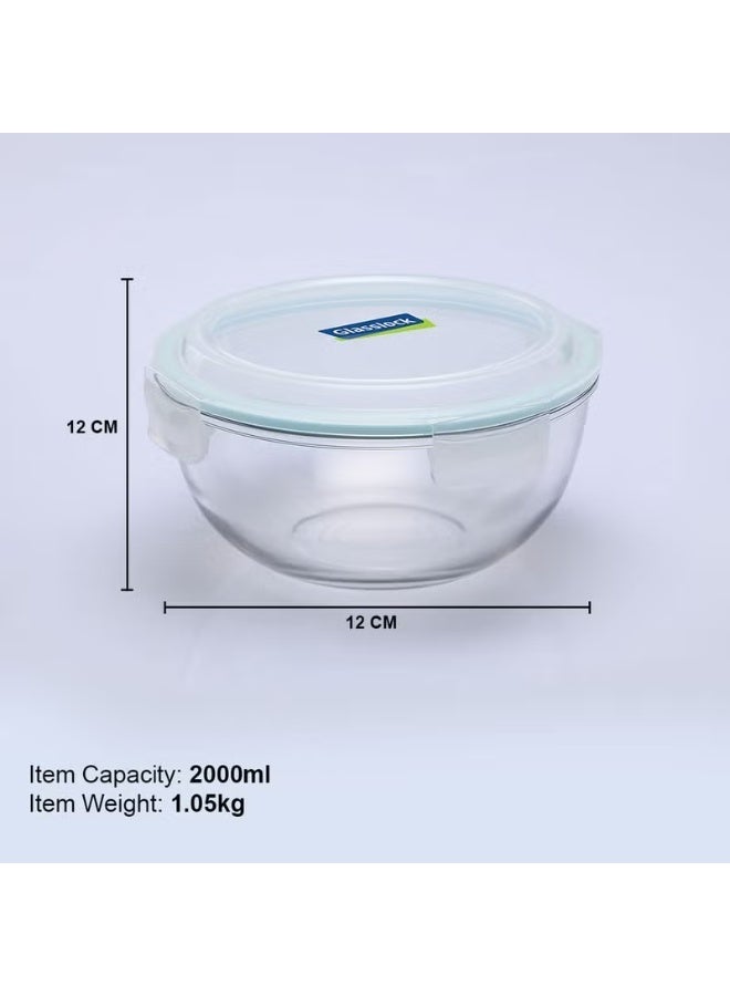 غلاسلوك جلاسلوك MBCB-200 وعاء خلط زجاجي 2000 مل وعاء سلطة محكم الإغلاق خالي من BPA وآمن للميكروويف - Image 3
