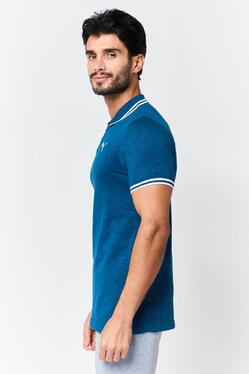 PUMA Men Sportswear Fit Short Sleeve Training Polo Shirt, Blue - Image 3