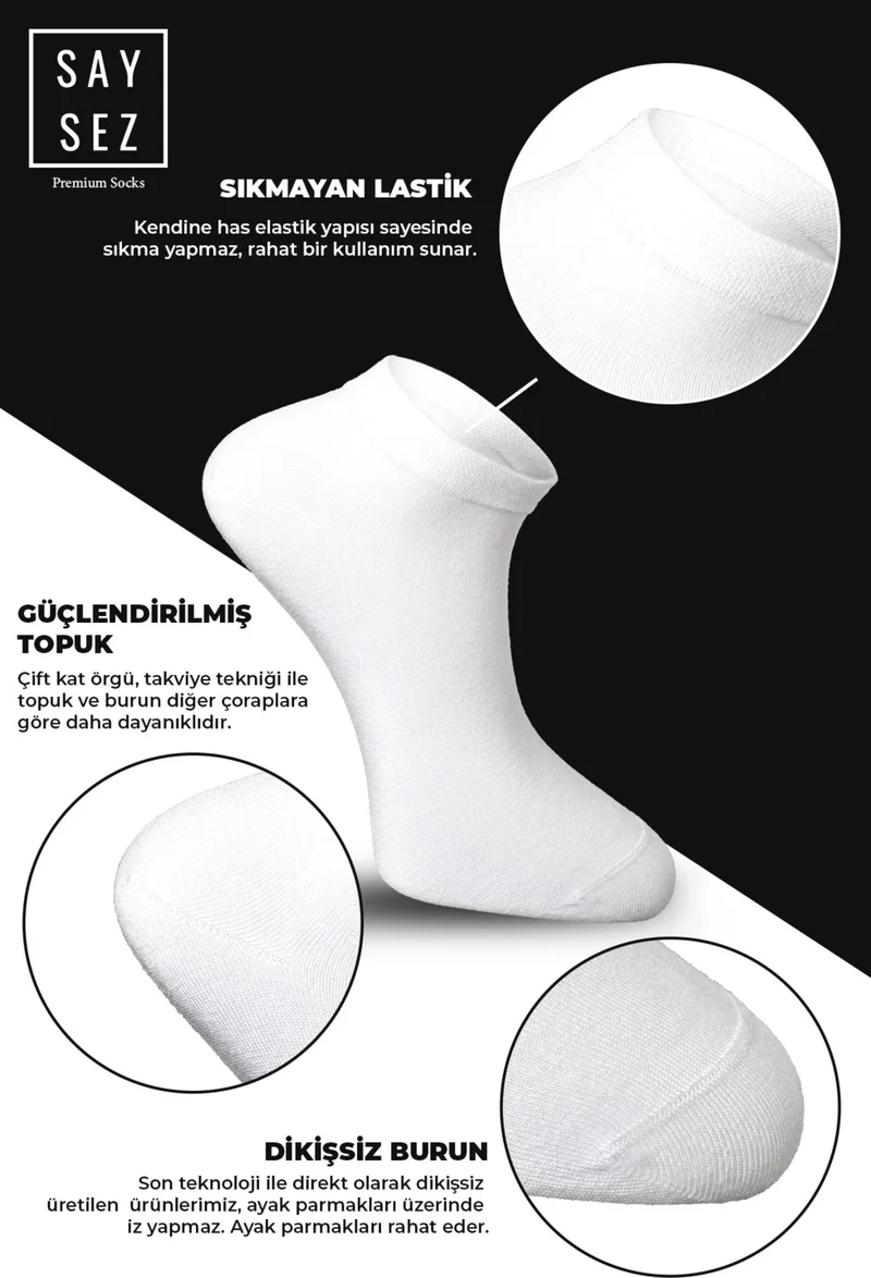 سايسيز Bamboo Women's Booties Plain White Socks Seamless Premium Boxed Pack of 6