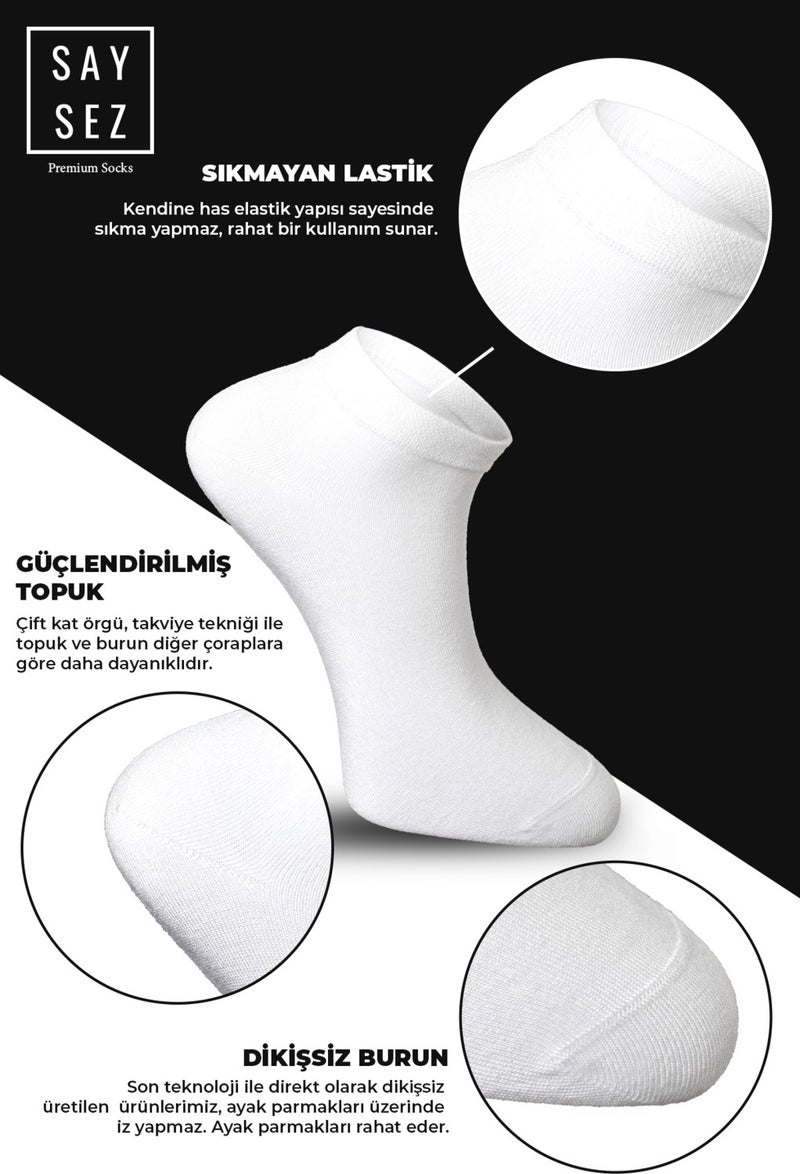 Saysez Bamboo Women's Booties Plain White Socks Seamless Premium Boxed Pack of 6  - Image 5