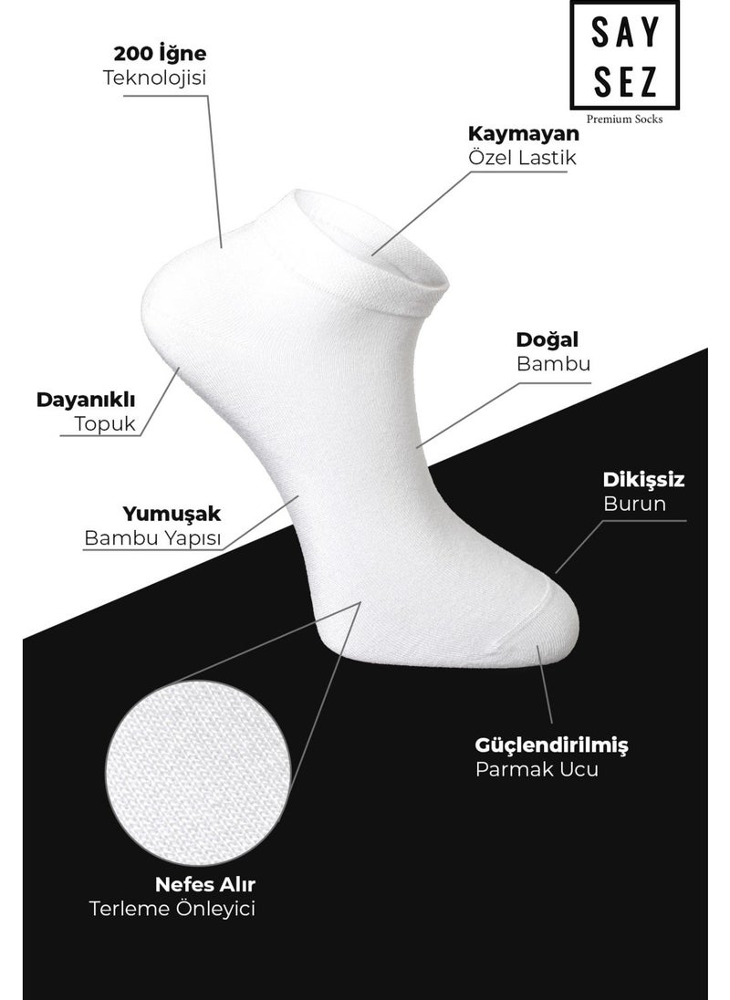 Saysez Bamboo Women's Booties Plain White Socks Seamless Premium Boxed Pack of 6  - Image 1