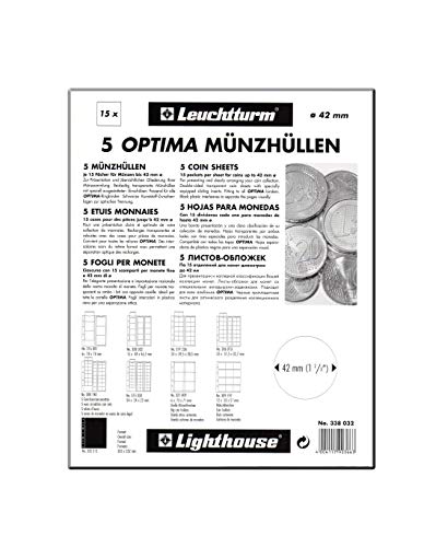 Leuchtturm Lighthouse Coin Sheets Optima for 24 Coins up to 34 mm Clear - Image 1