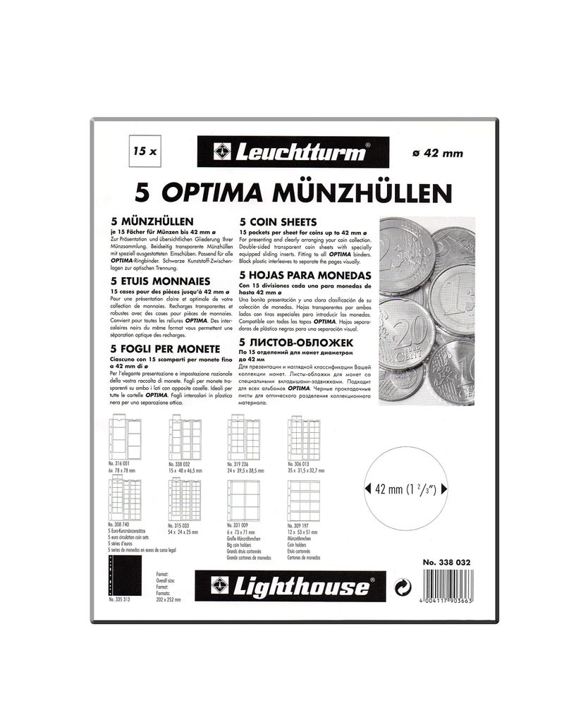 Leuchtturm Lighthouse Coin Sheets Optima for 24 Coins up to 34 mm Clear - Image 2
