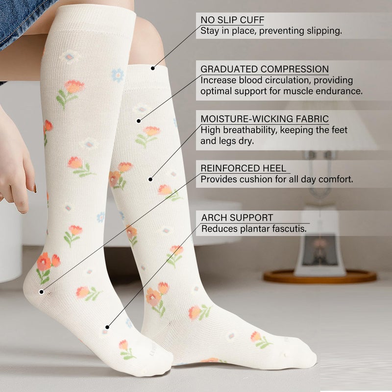 LEVSOX Viscose Made from Bamboo Compression Socks for Pregnant Women 20-30 mmHg Knee High Cute Mens Supports Socks - Image 2