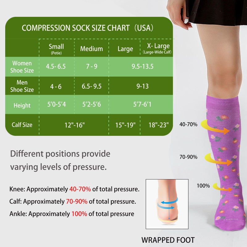 LEVSOX Viscose Made from Bamboo Compression Socks for Pregnant Women 20-30 mmHg Knee High Cute Mens Supports Socks - Image 5