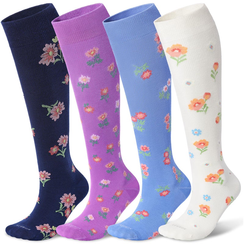 LEVSOX Viscose Made from Bamboo Compression Socks for Pregnant Women 20-30 mmHg Knee High Cute Mens Supports Socks - Image 1