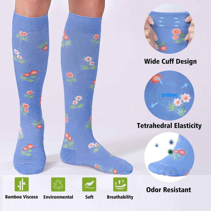 LEVSOX Viscose Made from Bamboo Compression Socks for Pregnant Women 20-30 mmHg Knee High Cute Mens Supports Socks - Image 3
