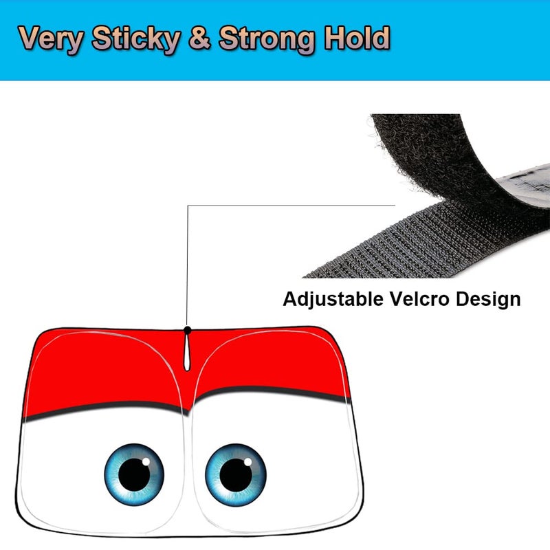 Güvenç Gven Sunshade for Tesla Model Y Accessories 2025 Funny Eyes Windshield Sun Shade Car Front Window Shade for Tesla Model 3 Accesssories Dual-Sided Versatility (Red, for Tesla) - Image 5