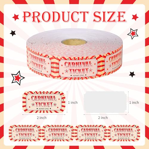 ABURRORI 1000 Pcs Carnival Tickets Carnival Theme Party Decorations Circus Raffle Tickets Roll Party Ticket for Events Carnival Favors Supplies - Image 2