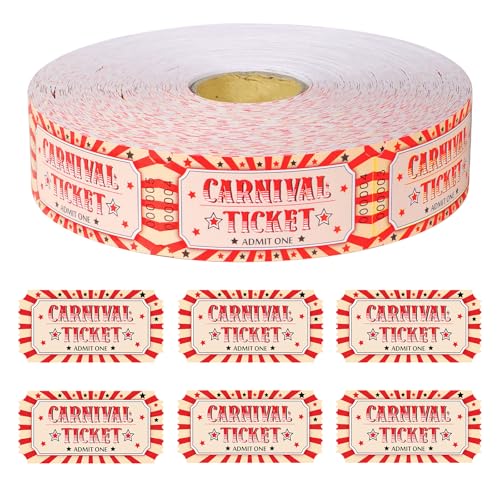 ABURRORI 1000 Pcs Carnival Tickets Carnival Theme Party Decorations Circus Raffle Tickets Roll Party Ticket for Events Carnival Favors Supplies - Image 1