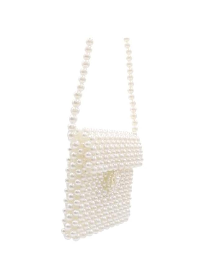White Pearl Purse Shoulder Bag for Women Girls Purse Pearl Beaded Clutch for Prom Wedding Date,Flap Evening Bag 6# - Image 5