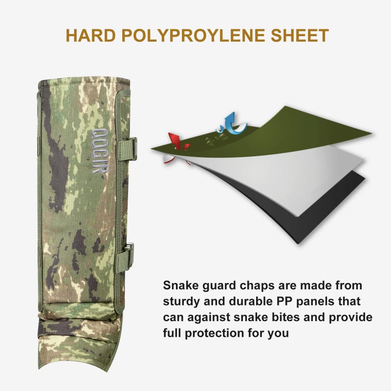 QOGIR Snake Gaiters for Hunting: Durable Snake Guards, Snake Gaiter Leggings for Men & Women, Snake Bite Protection for Lower Legs, Snake Proof Gaiters with Adjustable Size(Camo) - Image 5