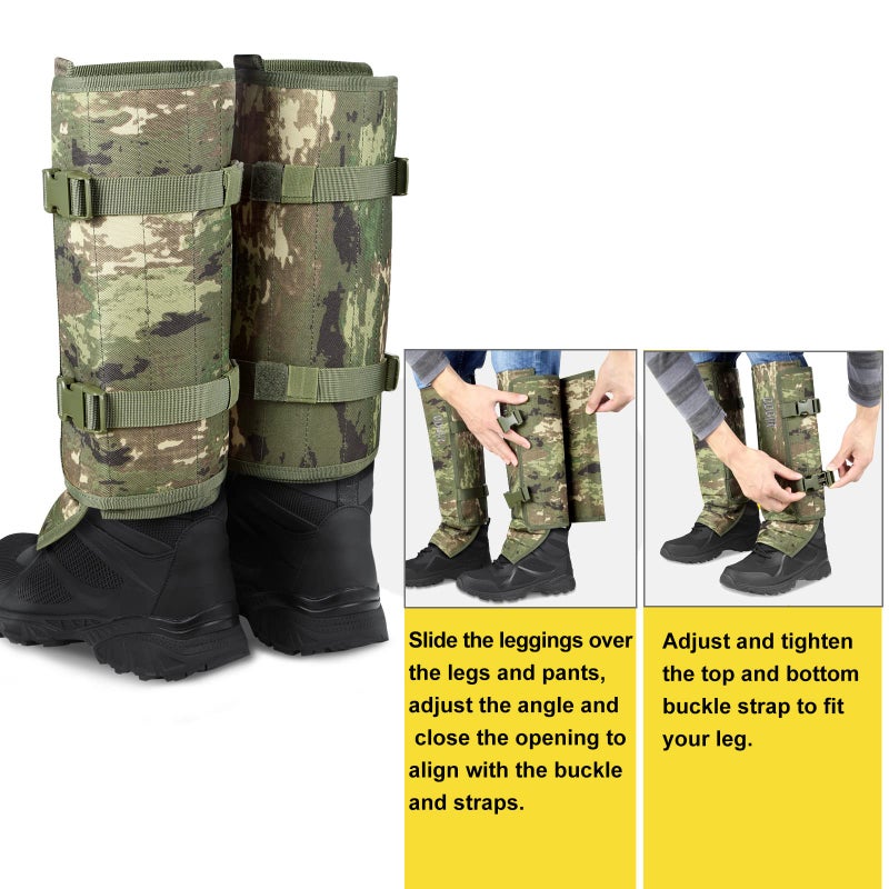 QOGIR Snake Gaiters for Hunting: Durable Snake Guards, Snake Gaiter Leggings for Men & Women, Snake Bite Protection for Lower Legs, Snake Proof Gaiters with Adjustable Size(Camo) - Image 3