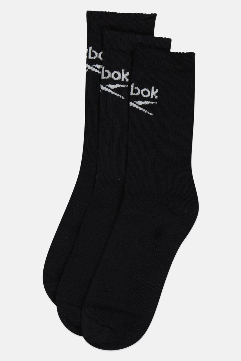 Reebok جوارب كروية للرجال 3 أزواج بشعار العلامة التجارية، سوداء - Image 3