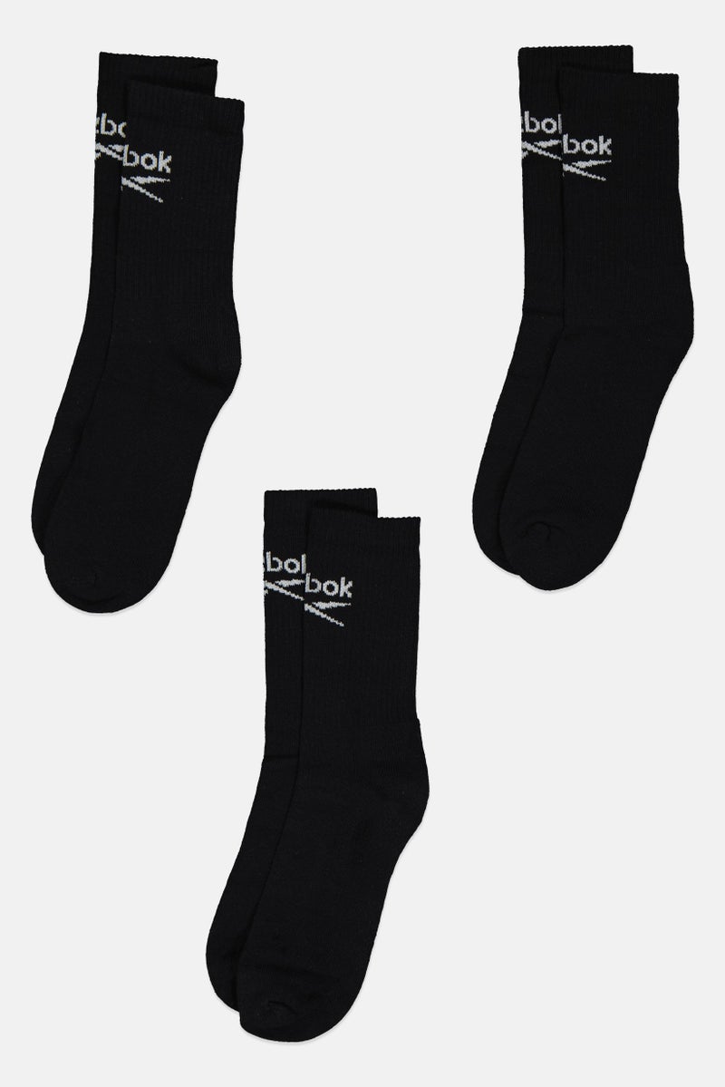 Reebok جوارب كروية للرجال 3 أزواج بشعار العلامة التجارية، سوداء - Image 1