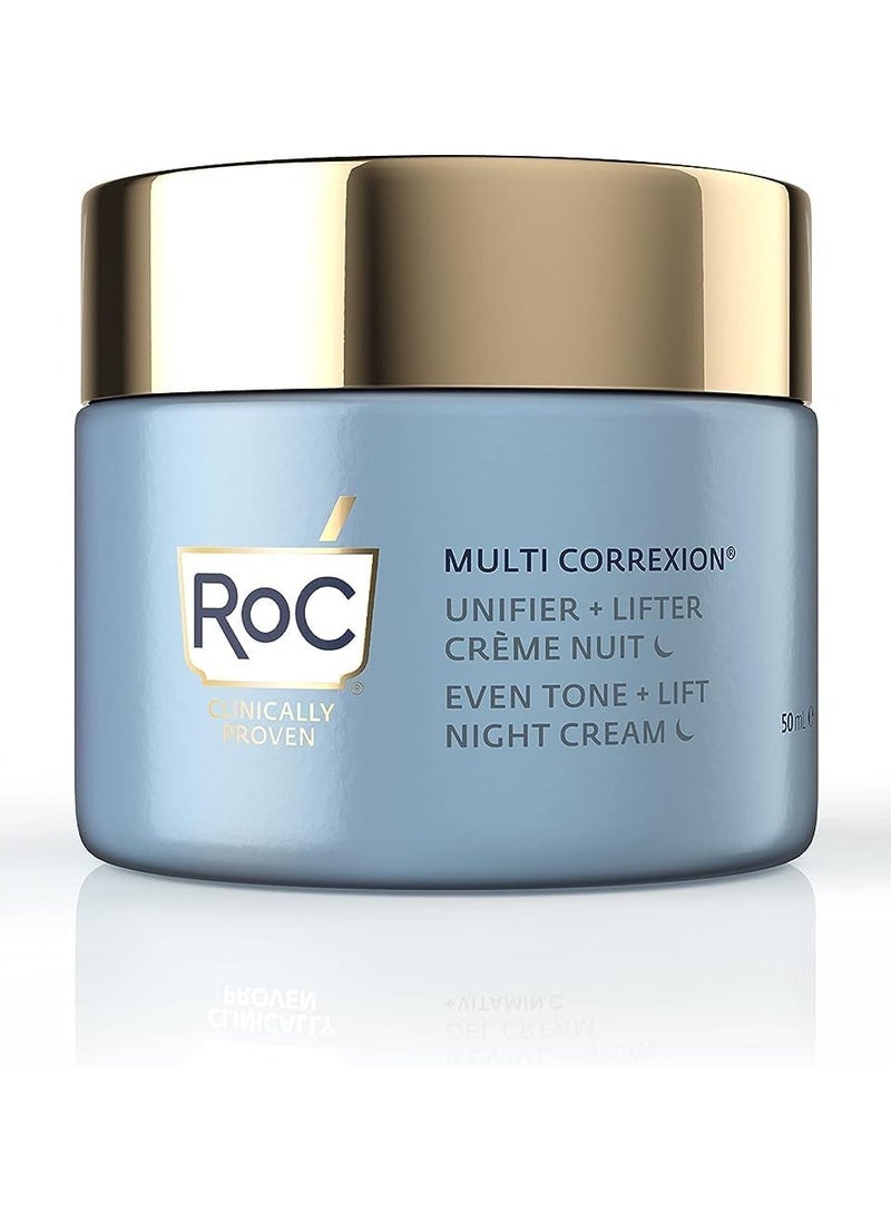 RoC - Multi Correxion Even Tone Lift Night Cream Anti Wrinkle and Anti Aging Hydration and Renewal Skincare with Hexyl R Complex Technology 50 ml - Image 1