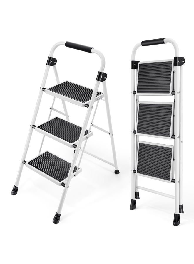 KINGRACK Step Ladder, Folding Step Stool with Wide Anti-Slip Pedal, Sturdy Steel Ladder, Convenient Handrail, Lightweight, Portable Steel Step Stool - Image 1