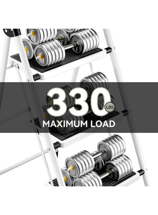 KINGRACK Step Ladder, Folding Step Stool with Wide Anti-Slip Pedal, Sturdy Steel Ladder, Convenient Handrail, Lightweight, Portable Steel Step Stool - Image 3