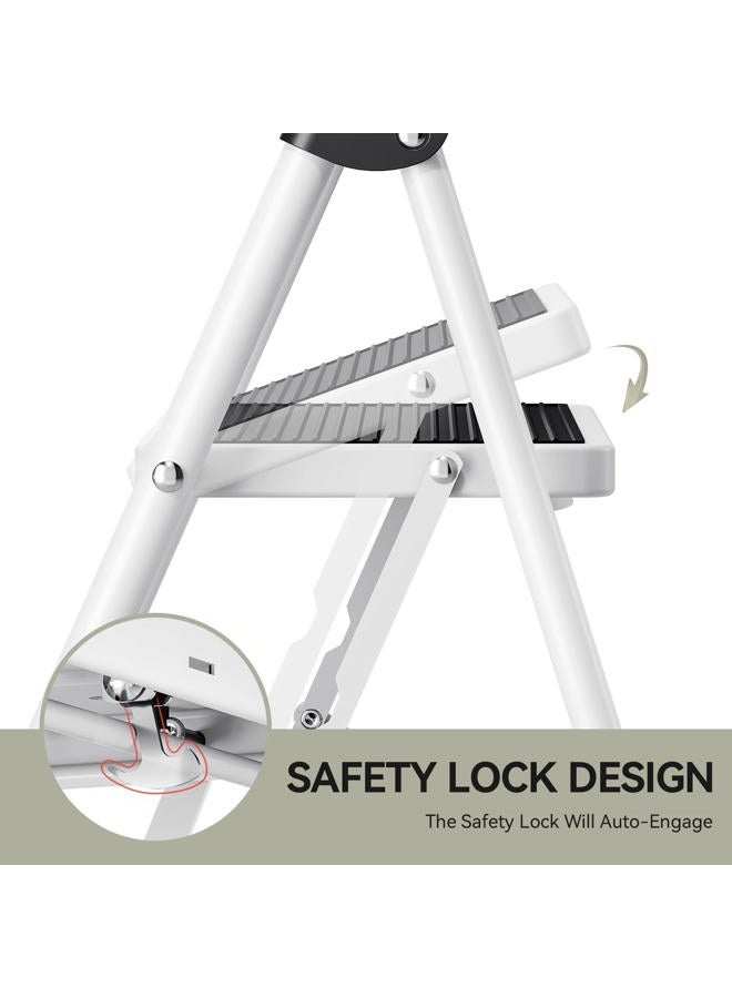 KINGRACK Step Ladder, Folding Step Stool with Wide Anti-Slip Pedal, Sturdy Steel Ladder, Convenient Handrail, Lightweight, Portable Steel Step Stool - Image 4