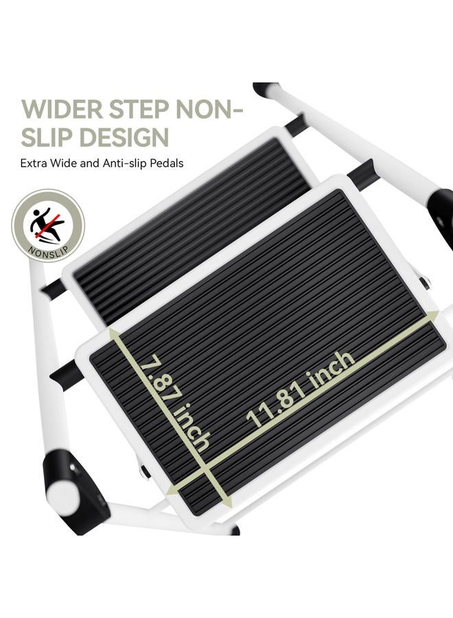 KINGRACK Step Ladder, Folding Step Stool with Wide Anti-Slip Pedal, Sturdy Steel Ladder, Convenient Handrail, Lightweight, Portable Steel Step Stool - Image 2