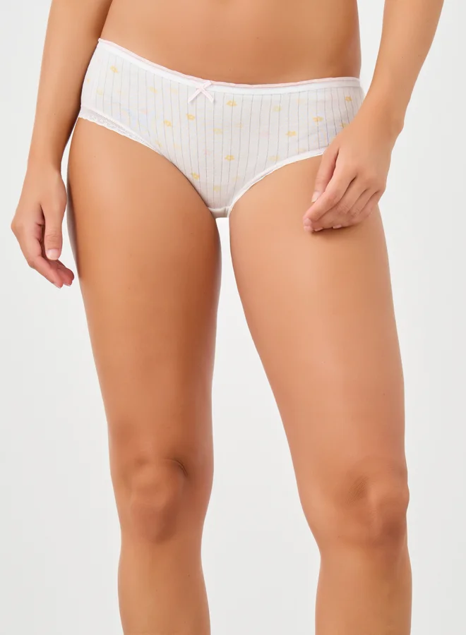 Styli Styli Pack of 5 - Rib Cotton Bow Detail Briefs with Contrast Elastic