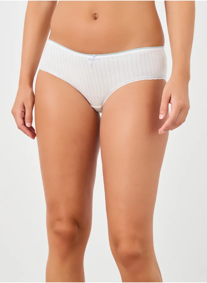 ستايلي Styli Pack of 5 - Rib Cotton Bow Detail Briefs with Contrast Elastic