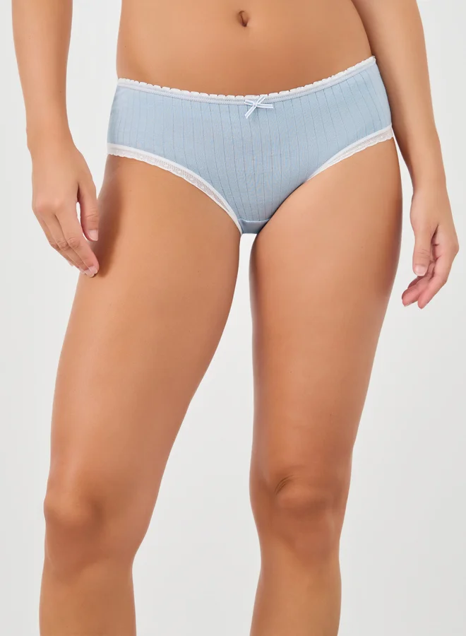 Styli Styli Pack of 5 - Rib Cotton Bow Detail Briefs with Contrast Elastic