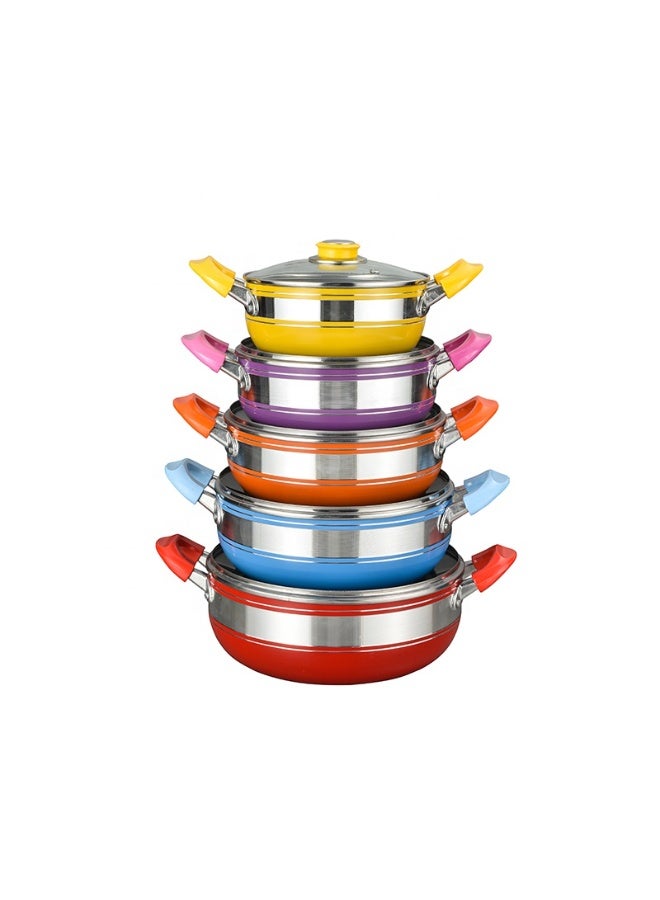 HOTCHEF Multi Size Nonstick Cookware Pots with Bright Designer Finish, Durable Aluminum Body, Transparent Lids, and Comfortable Grip Handles Ideal for Boiling, Frying, Steaming, and Serving Food in Stylish Modern Kitchens - Image 2