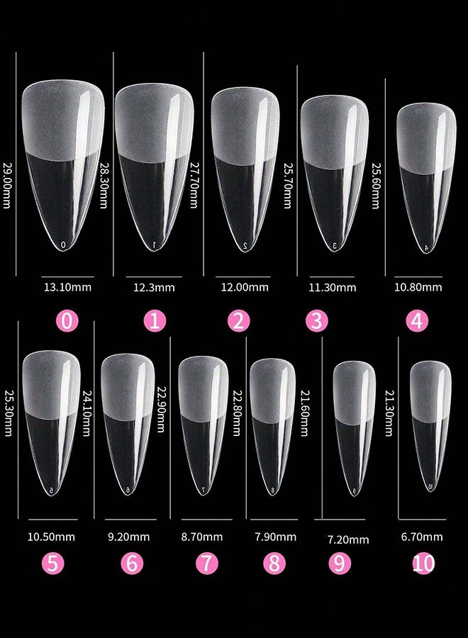 550pcs Full Coverage Press-On Nails Almond French False Nails Removable Gel Extension Nail Stickers Capsules Press-On Nails Nail Art Supplies - Image 2