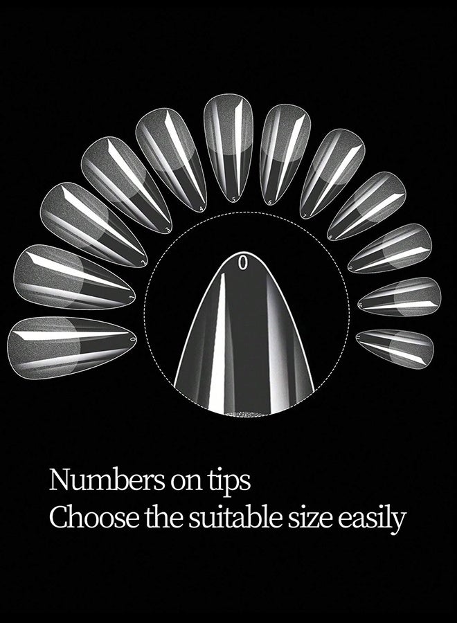 550pcs Full Coverage Press-On Nails Almond French False Nails Removable Gel Extension Nail Stickers Capsules Press-On Nails Nail Art Supplies - Image 4