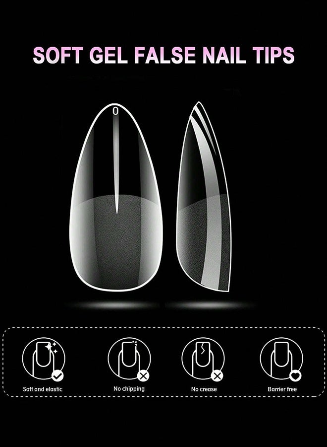 550pcs Full Coverage Press-On Nails Almond French False Nails Removable Gel Extension Nail Stickers Capsules Press-On Nails Nail Art Supplies - Image 3