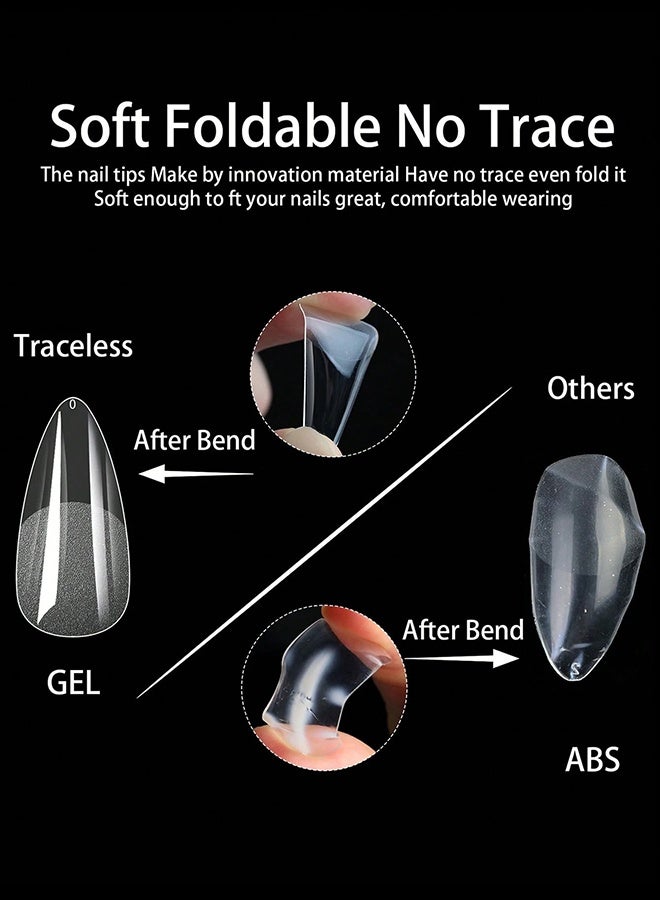 550pcs Full Coverage Press-On Nails Almond French False Nails Removable Gel Extension Nail Stickers Capsules Press-On Nails Nail Art Supplies - Image 5