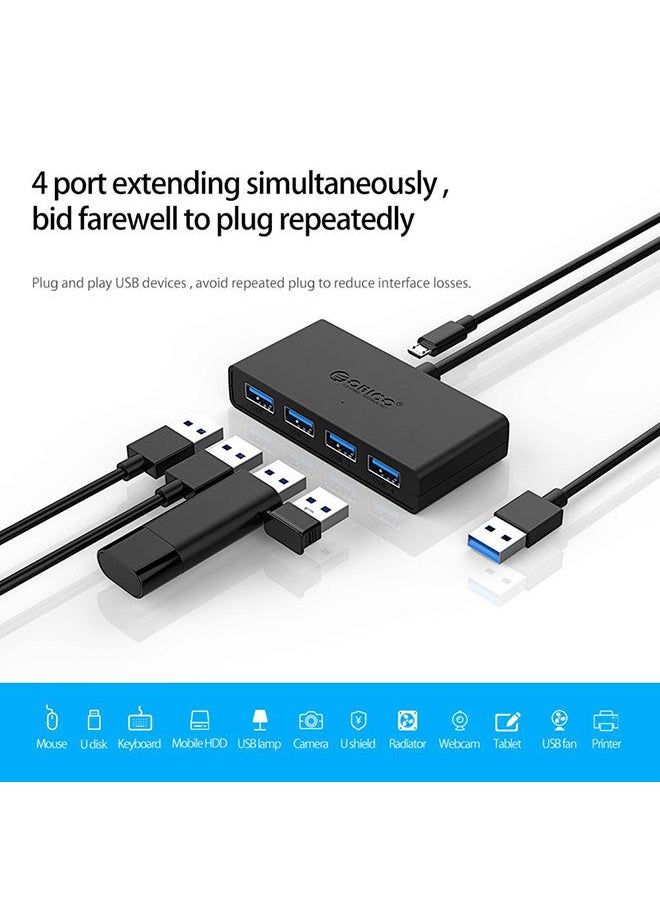 NIBEMINENT - 4-Port USB Hub With Power Adapter And OTG Function Black - Image 1