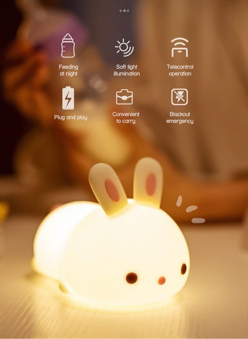 JAJEEK Cute Night Light for Kids – Toddler Bedroom Night Light, Portable Silicone LED Night Light for Children's Room (Adorable Cute Rabbit Design) - Image 5
