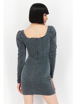 Collective The Label Women Glittered Corset Mini Party Dress, Silver  - Image 3