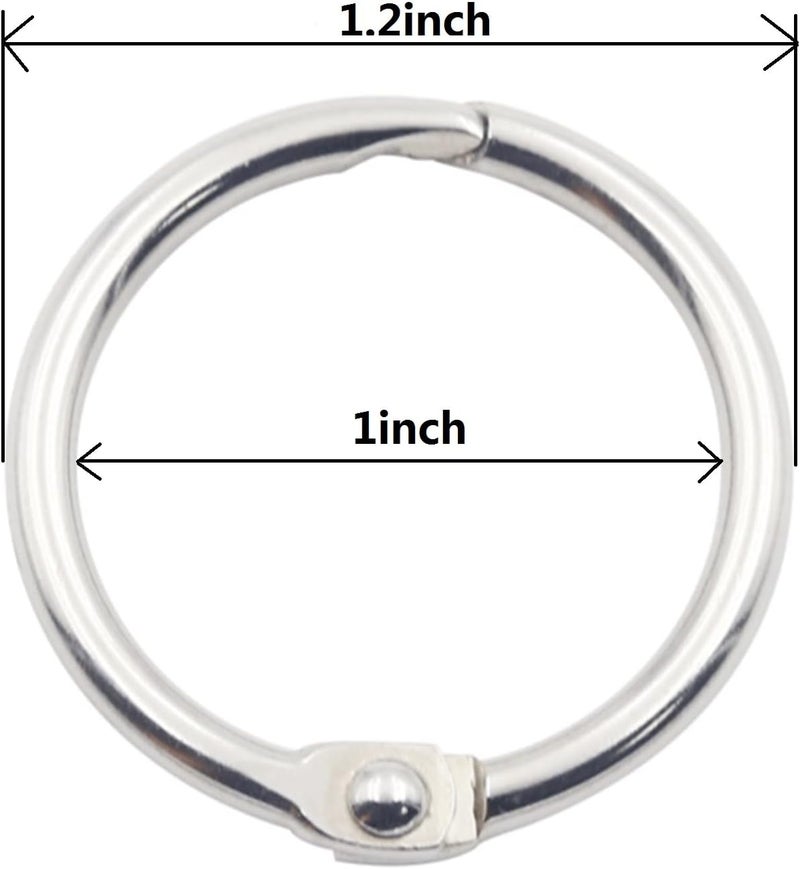 kingforest 100-Pack 1 Inch Nickel Plated Binder Rings - Heavy Duty Metal Book Rings for Index Cards, DIY Journals, Keychains & Loose Leaf Organizing (Silver, 25mm) - Image 2