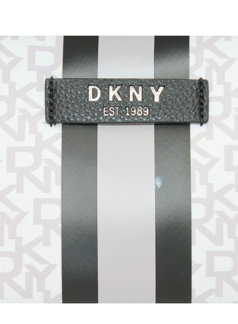 دكني حقيبة مستحضرات تجميل بحامل من DKNY Signature Stripe 2.0 T، حقيبة مكياج للسفر صغيرة، حقيبة تخزين صغيرة خفيفة الوزن لمستحضرات التجميل، حقيبة مكياج صغيرة، حقيبة أدوات الزينة للسفر