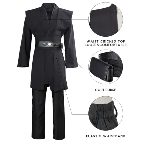 Wecos Tunic Hooded Robe Knight Costume Outfits Halloween Cosplay Costume for Mens Three Versions - Image 2