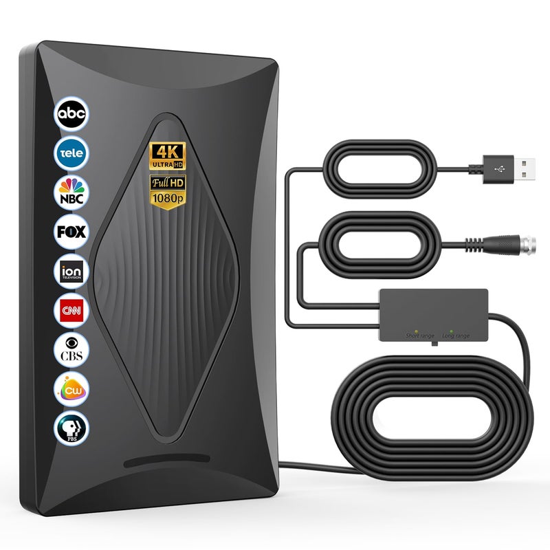 Oheotoo 2024 Release TV Antenna for Smart TV, Long Range Digital TV Antenna Indoor Ourdoor with Amplifier Signal Booster - Support 360Â° Reception 4K 1080p HD for All Smart/Old TVs - Image 1